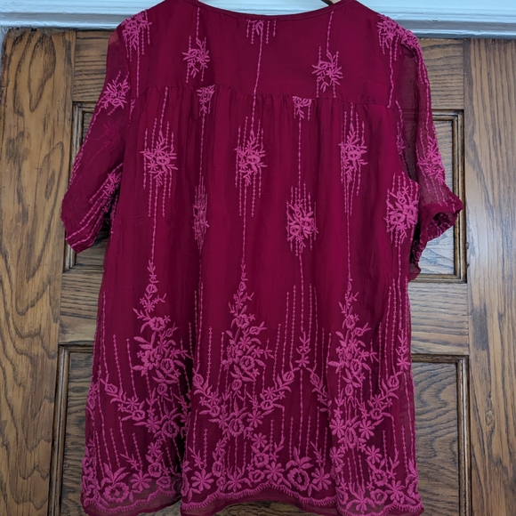 SUNDANCE Cora top, embroidered, sheer short sleeves, Size Womens MED - Picture 3 of 11